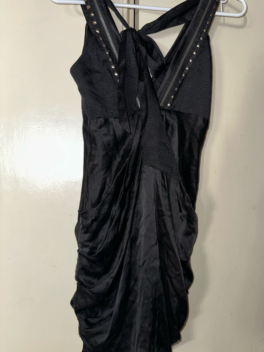 NWT Affliction Black Premium Real Silk Studded Moto Mini Dress - Size 2